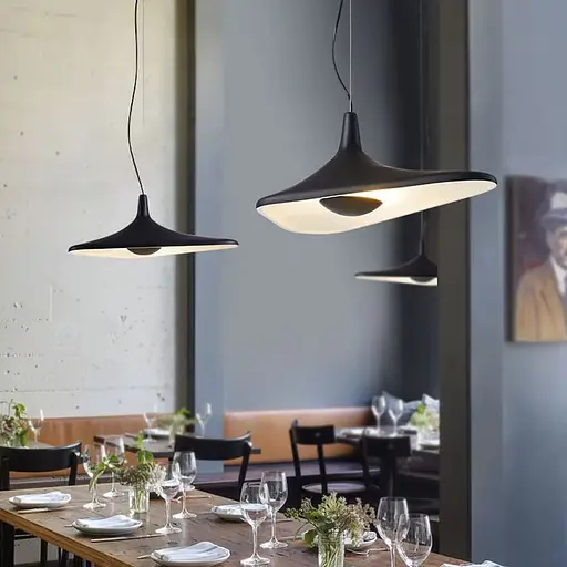 Светильник с уникальным чёрным динамическим плафоном 58х30 см | Line F | Ст. MJ260-600 BK - фото 1