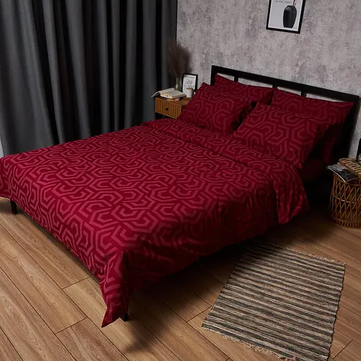 Комплект постільної білизни Moon&Star Бязь Gold Люкс Burgundy Charm King Size 220x240 наволочки 2х50х70 - фото 1