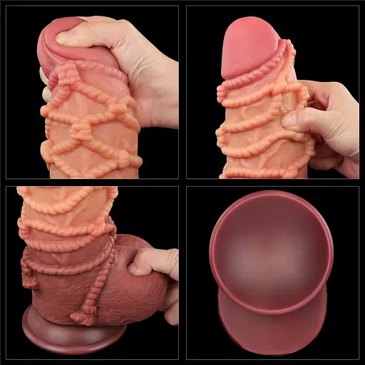 Фалоімітатор Dual-Layered Silicone Nature Cock 9.5'' 24.5 см коричневий - фото 3