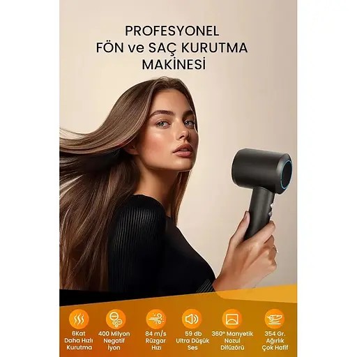 Надтихий і швидкий фен Pluzz X116 Ultra Ion (сріблястий) - фото 4