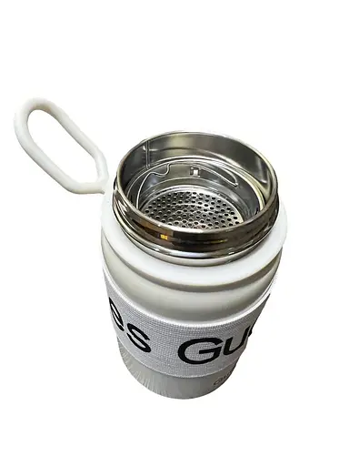 Термокружка Gucgres из нержавеющей стали с сеткой заварником белый 600 мл - фото 2