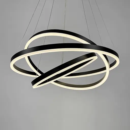 Подвесная люстра в черном корпусе на три кольца 60, 50 и 40 см Ст. MJ 93-600+500+400 BK Line F - фото 5