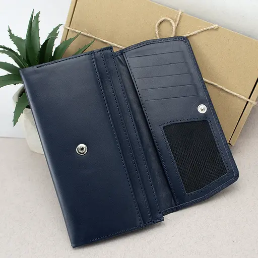 Кошелек женский кожаный Leona синий питон - фото 2