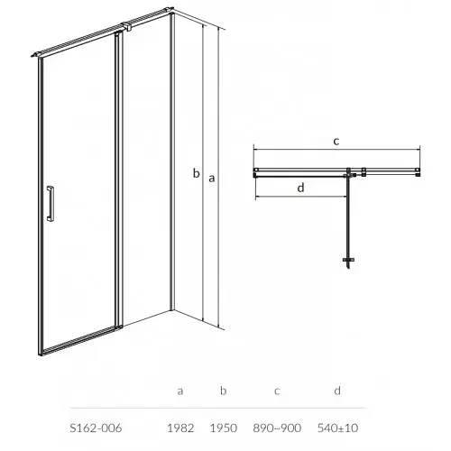 Душевые двери Cersanit Moduo на занавесах правые 900x195 S162-006, Правая, прозрачная, хром - фото 2