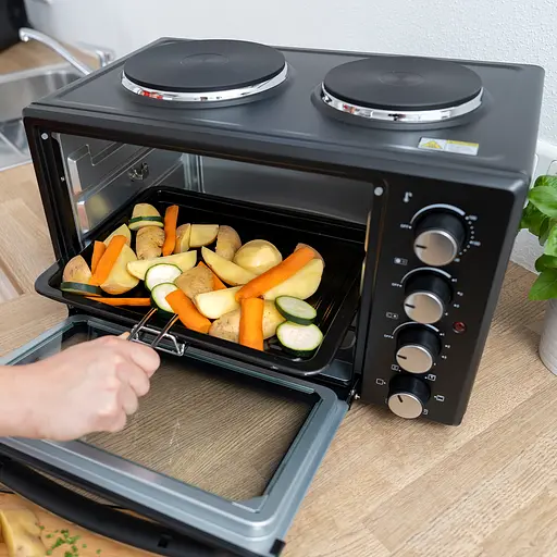 Духовка First FA-5045-5 60 л конвекція + плитка 2канф. чорна - фото 6