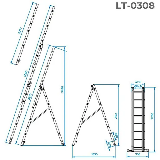 Драбина Intertool LT-0308 (140439) - фото 4