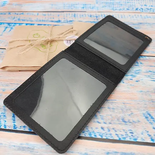 Обложка на удостоверение с гербом кожаная черная (для документов размером до 7*9,5 см) - фото 6