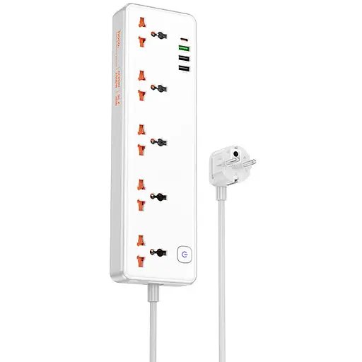 Подовжувач Hoco AC14A Rico PD30W (3USB-A/1C/5xSocket) (1.5m) White