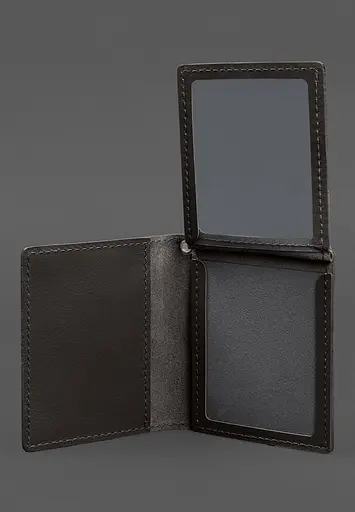 Кожаная обложка для удостоверения офицера ГНСУ (три кармана) темно-коричневая - фото 6