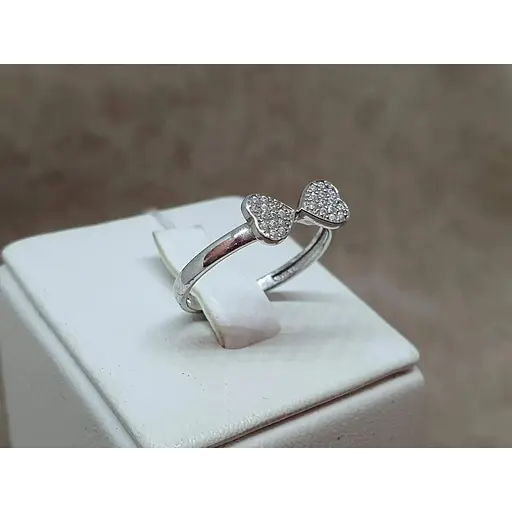 Срібне кільце Лазурит Сердечка з фіанітами. 19118Р 17,5 - фото 3