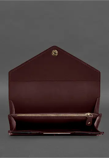 Кожаный клатч (портмоне) на кнопке 5.0 Бордовый - фото 5
