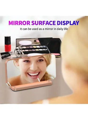 Цифровий будильник Барвисте нічне світло Дзеркальна поверхня RGB LED Електронний будильник EN8853A-RGB - Рожеве золото - фото 4