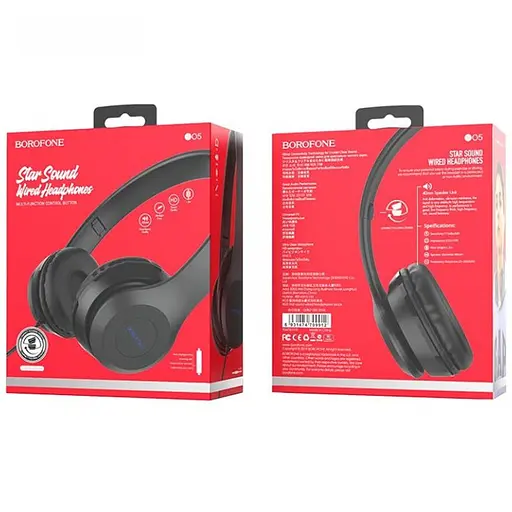 Накладні навушники Borofone BO5 (3.5mm/1.2m) Чорний - фото 4