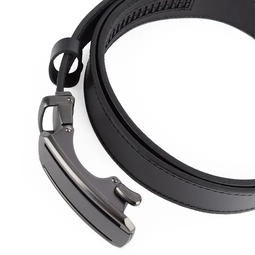 Ремень кожаный мужской черный на автомате  SF-3421 XXL (145 см) батальный - фото 5