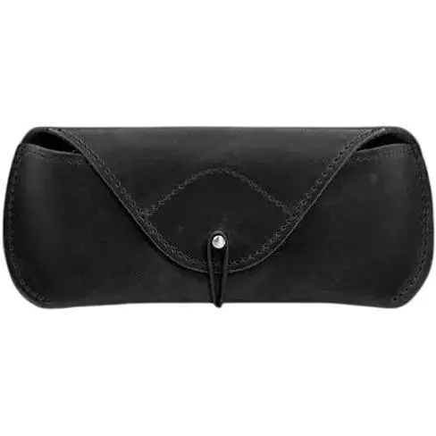 Кожаный чехол для очков BlankNote Crazy Horse с клапаном на резинке Черный - фото 1