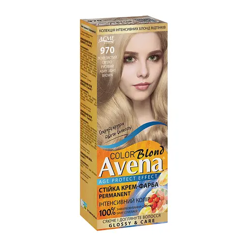 Устойчивая крем-краска для волос Acme Avena Blond Color №970 Пепельный светло-русый - фото 1