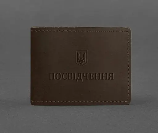 Универсальная кожаная обложка для удостоверения темно-коричневая Crazy Horse - фото 1