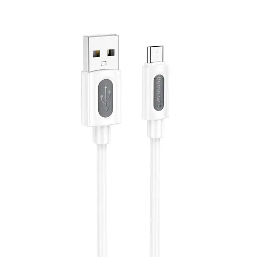 Кабель Borofone BX114 Structure Silicone for Micro 2.4A/1 м белый - фото 1