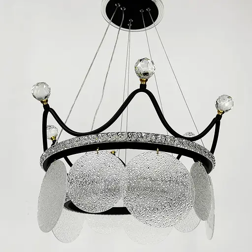 Підвісна чорна люстра у вигляді корони Ø 48 см | Арт. NO2-480 BK | Line F - фото 7