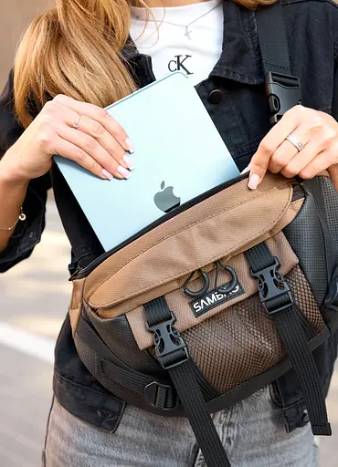 Большая женская поясная сумка бананка Sambag DynamicDart орех 38×21×7 см (80411119) - фото 4