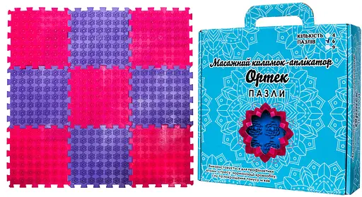 Акупунктурний масажний килимок Пазли Лотос, 9 елементів, 26x26 см