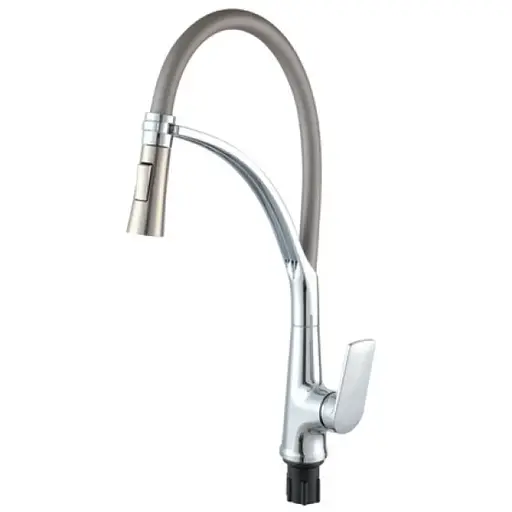 Змішувач для кухні з гнучким виливом Plamix Lucas-017 SET chrome/grey PM0715 Хром - фото 1