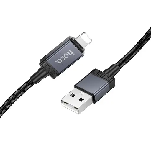 Дата кабель Hoco X118 Generous with display USB to Lightning 2.4A (1m) Black - фото 3
