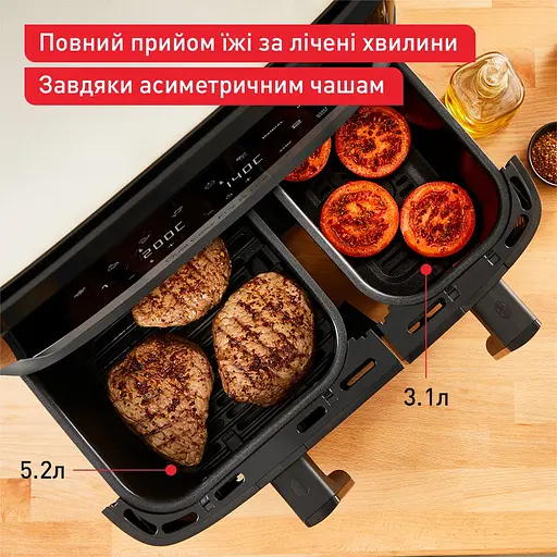 Мультипіч Tefal Dual EasyFry&Grill AirFryer чорний 2700 Вт (EY905B10) - фото 7