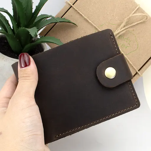 Портмоне мужское кожаное  на кнопке Handycover HC0028 коричневое - фото 7