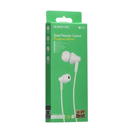 Проводные вакуумные наушники Borofone BM49 3.5 мм, 1.2 м (белый) - фото 2