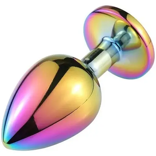 Анальна пробка SKN-Rainbow 04 з кристалом хамелеон (розмір S), Радуга - фото 2
