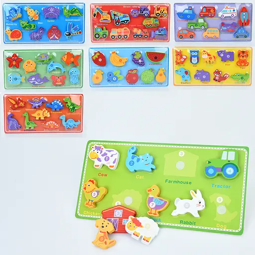 Деревянная игрушка Рамка-вкладыш на липучке, 9 фигур, 30x15x1.5 см (в ассортименте) - фото 2