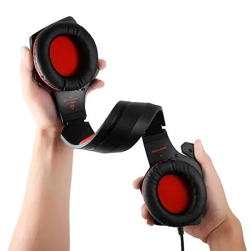 Провідна ігрова гарнітура Hunterspider Gaming with LED V1, USB, 3.5mm, 2m, black-red - фото 9