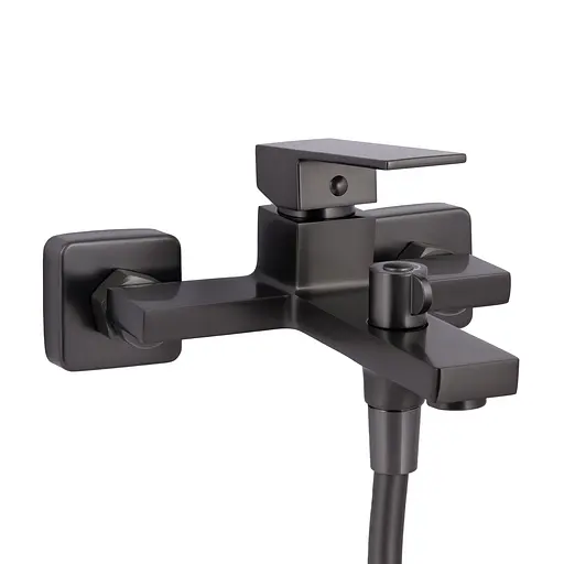 Змішувач для ванни Qtap Gemini (з душовим гарнітуром) QTGEM259GMB45684 Gunmetal Black PVD Шліфований чорний хром - фото 3