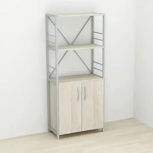 Етажерка 3/60 Ferrum-decor Серії Конект із тумбою 144x60x28 Сірий ДСП Сонома (FRD-104459)