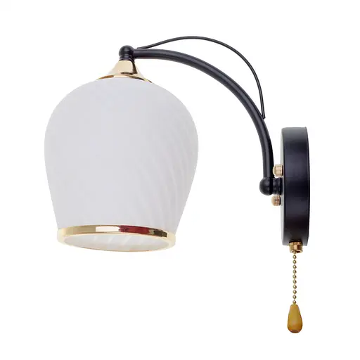 Бра Brille LK-711W/1 E27 BK + FG з мотузковим вимикачем для кабінету залу в спальню передпокій - фото 7