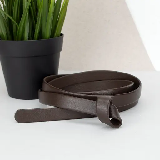 Ремінь-вузол шкіряний темно-коричневий жіночий HC-1502 (115-120 см) - фото 3