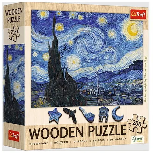 Пазл Trefl дерев'яний фігурний Зоряна ніч Вінсент ван Гог 200 ел. (20248) - фото 1