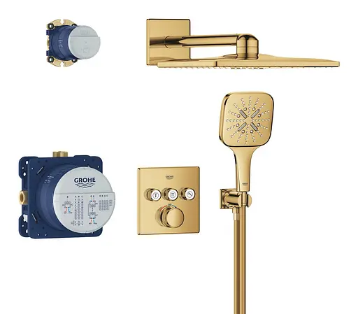Душова система прихованого монтажу Grohe Grohtherm Smartcontrol з Rainshower SmartActive 310 Cube 34864GL0, Золотий - фото 2