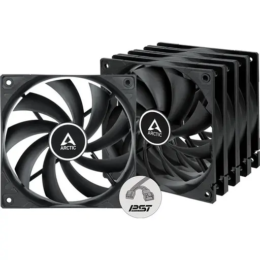 Вентилятор 120 мм, Arctic F12 PWM PST, Black, 5 шт, 120х120х25 мм, PWM, 230-1350 об/хв, 4-pin, гідравлічний підшипник (ACFAN00250A)