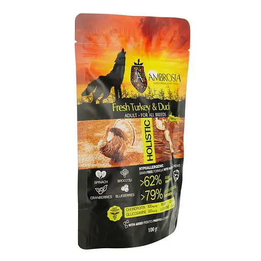 Корм сухий Ambrosia Grain Free Dog Adult Fresh Turkey & Duck для дорослих собак усіх порід зі свіжою індичкою та качкою 100 г - фото 2