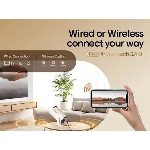 Смарт проектор Magcubic HY300 Pro Android 14, chip H726, 8K24fps, 1GB/8GB Wi-Fi 2.4G/5G Кінотеатр White (19029) - фото 5