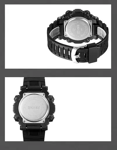 Чоловічий наручний кварцовий годинник Skmei 1887 (Чорний з білим циферблатом) - фото 8