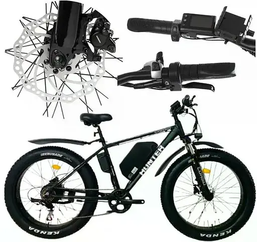 Електровелосипед Corso HUNTER 26 дюймів (500W, 48V, 15Ah) Чорний - фото 4