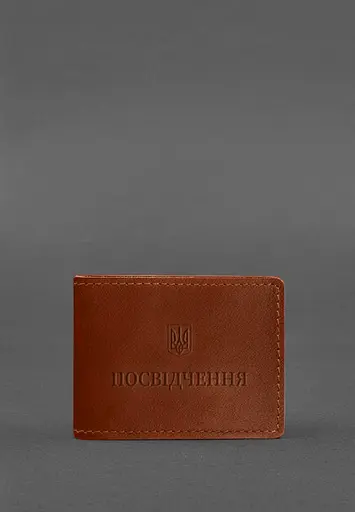 Универсальная кожаная обложка для удостоверения светло-коричневая - фото 2