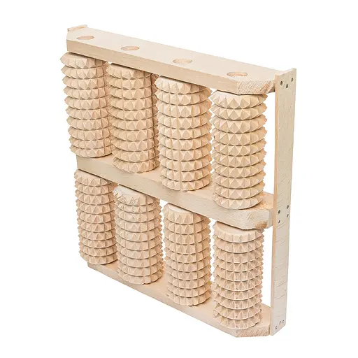 Масажер для ніг дерев'яний зубчастий на 8 роликів для двох ніг 25.5х25.5х5 см, Woodly 84980 - фото 7