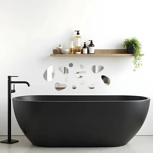 Дзеркальний декор Wall Sticker  SW-00002496 акриловий самоклеючий Камінці 12 шт. срібло - фото 6