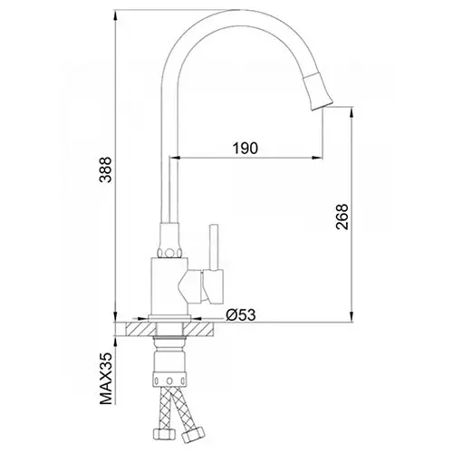 Смеситель для кухни с гибким изливом Wezer EKO4E-01-BLACK Черный матовый - фото 2