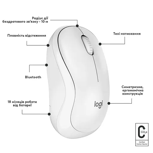 Беспроводная мышь Logitech M240 Silent Bluetooth White (910-007120) - фото 7