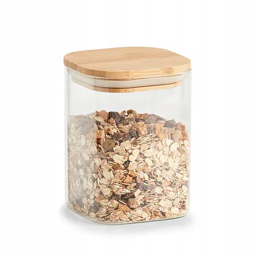 Банка для зберігання Lumines квадратна скляна з бамбуковою кришкою 1200 мл 10х15 см (BS1015) - фото 2